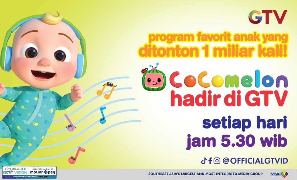Tayang Lebih dari 1 Miliar Kali, Cocomelon Kini Tayang Tiap Hari di&nbsp;GTV